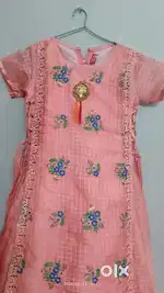 Peach organza dress for girls with laggi and 34 size
