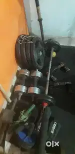 Gym bench and plate and dumbbell ,rod