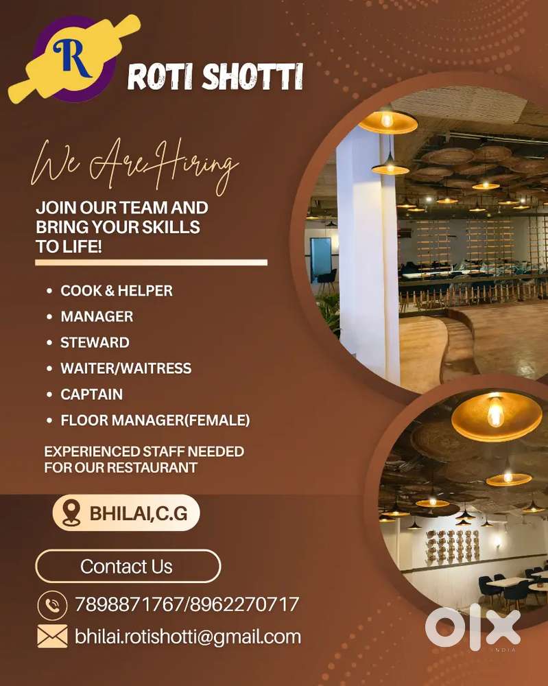 Restaurant Staff Required