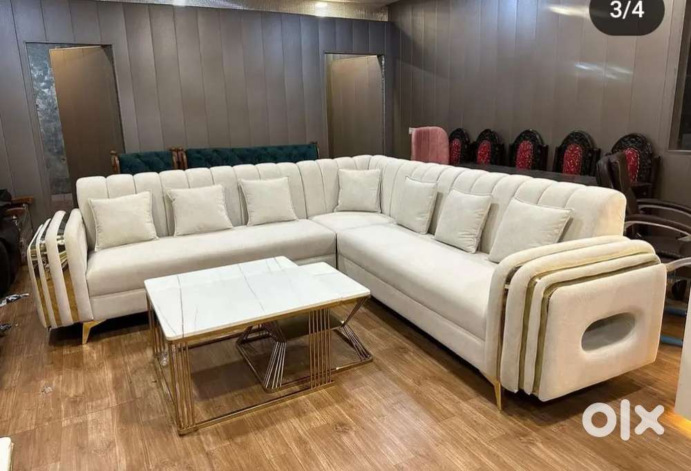 L shape sofa set with designing handle and beautiful colour and design