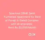 Spacious 2BHK Semi Furnished Apartment for Rent at Panaji in Prime