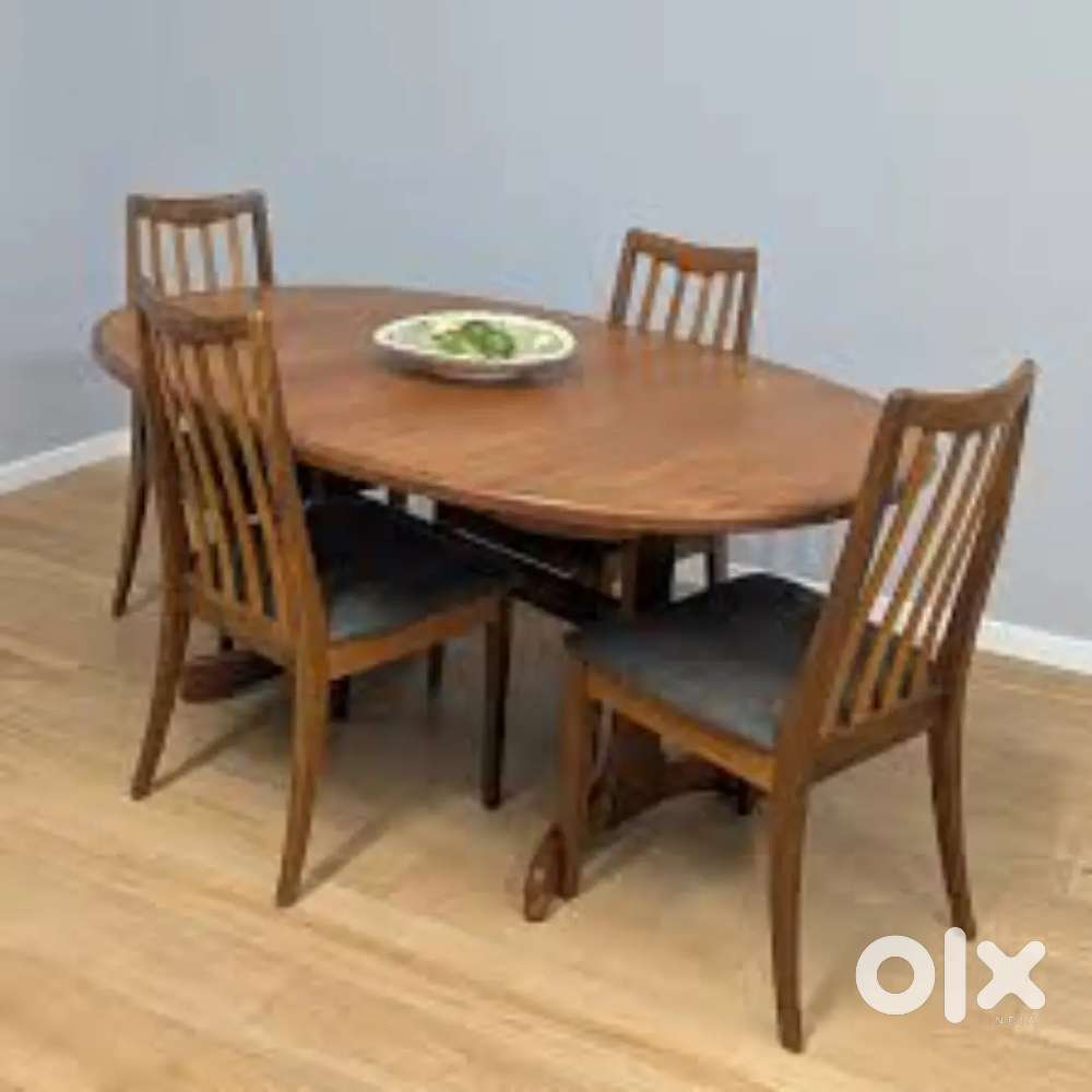 Oval Teak wood Dining table with 4 chairs