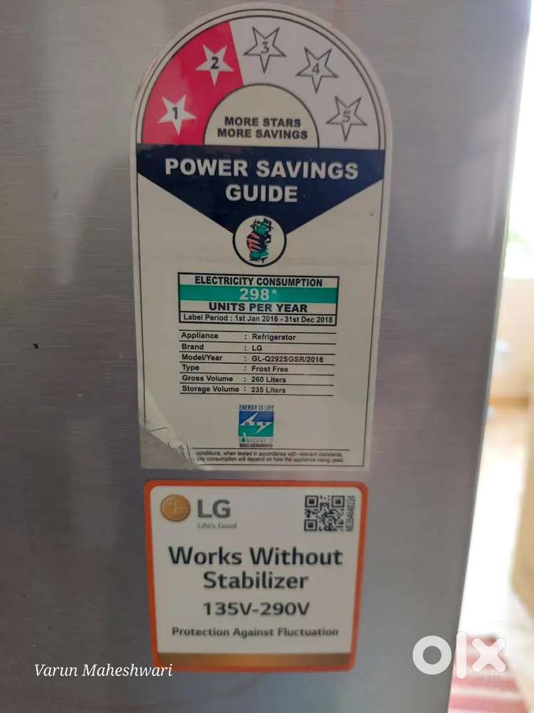 Refrigerator/Fridge LG 260 ltr