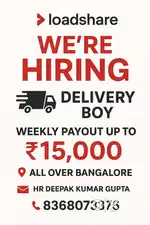 Urgently Hiring for Delivery Partner for Bangalore