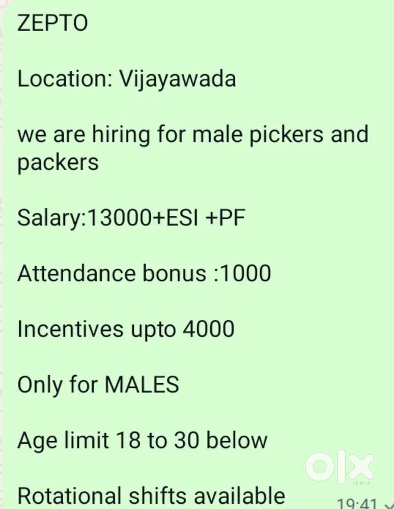 Wanted to picking packing boys in Vijayawada