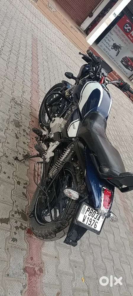 Blue and white colour bike