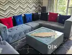 6 seater sofa in suade fabric with center table