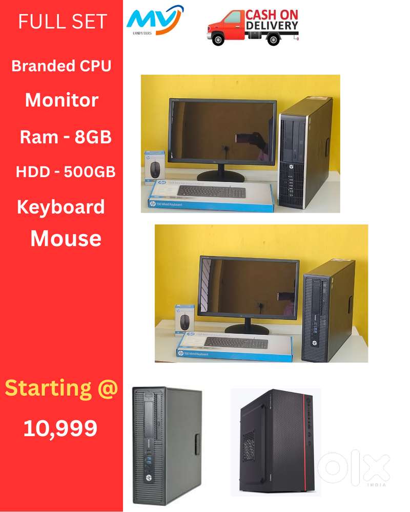 Full Set  CPU - Branded  Ram - 8GB DDR3  Hard disk - 500GB