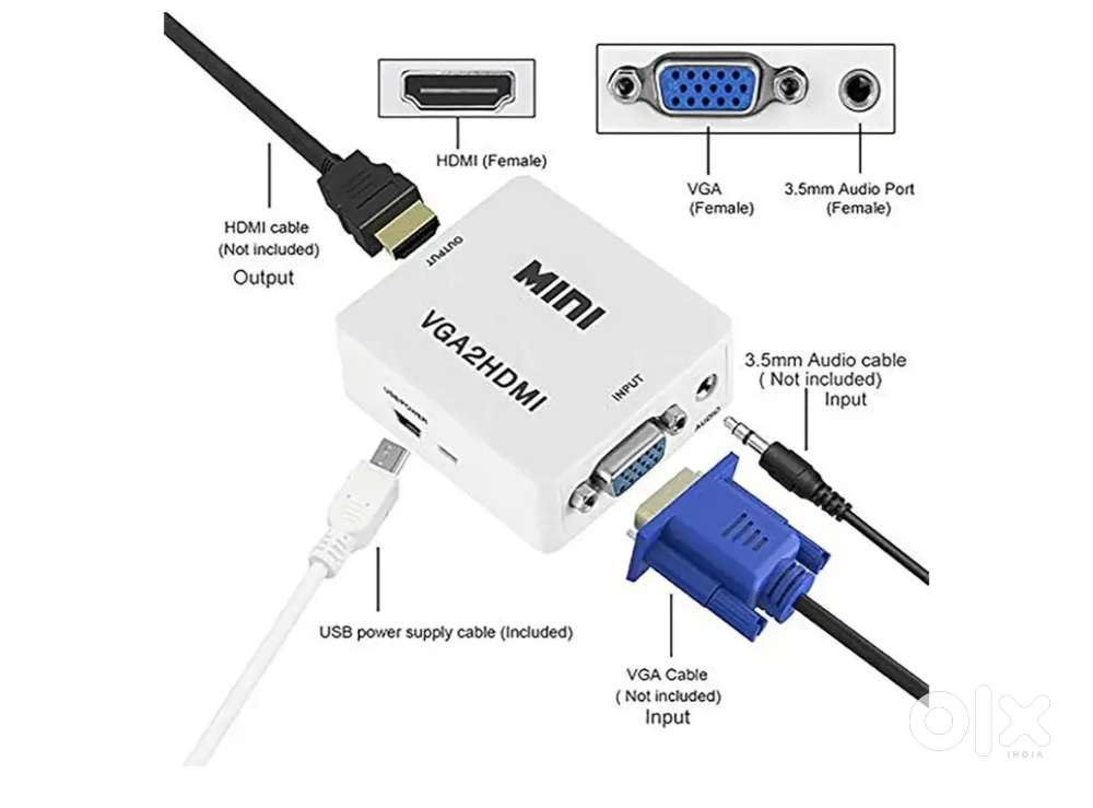 PremiumAV VGA to HDMI Converter Box with Audio - Mini 1080P HD
