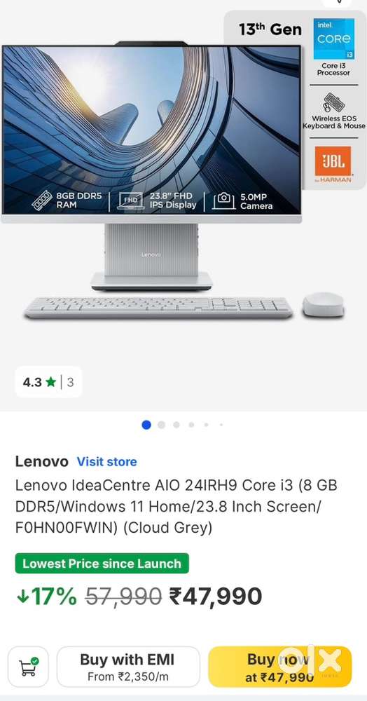 New sealpack Lenovo desktop i3 8/512 gb with mouse and keyboard