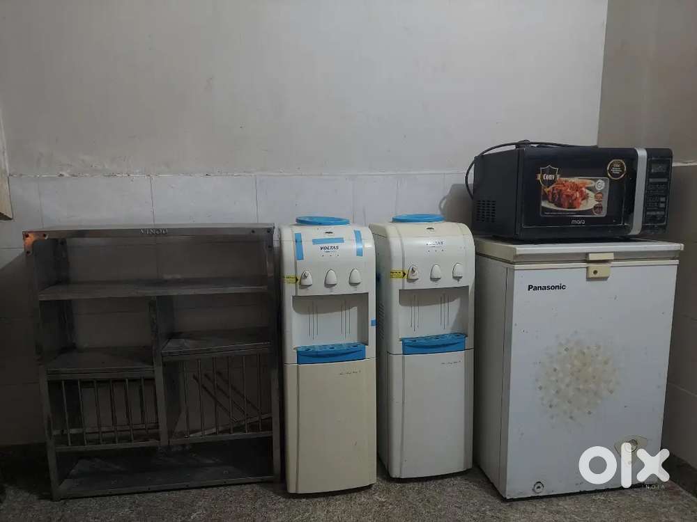 1Deep freezer, 2water dispencer,1microweve oven, 1steel rack for sale.