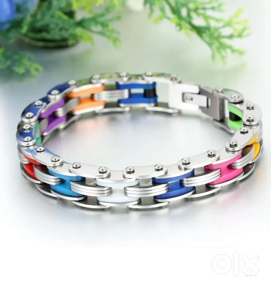 New unused bike chain brecelet unisex multi colour stainless steel