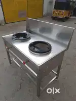 stainless steel 2-burner stove (Chinese) working condition For Sale