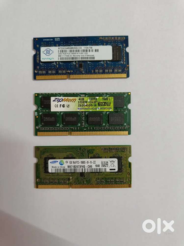 7GB DDR3 Laptop RAM Combo – 4GB + 2GB + 1GB –1333MHz/1600MHz – Rs.1000