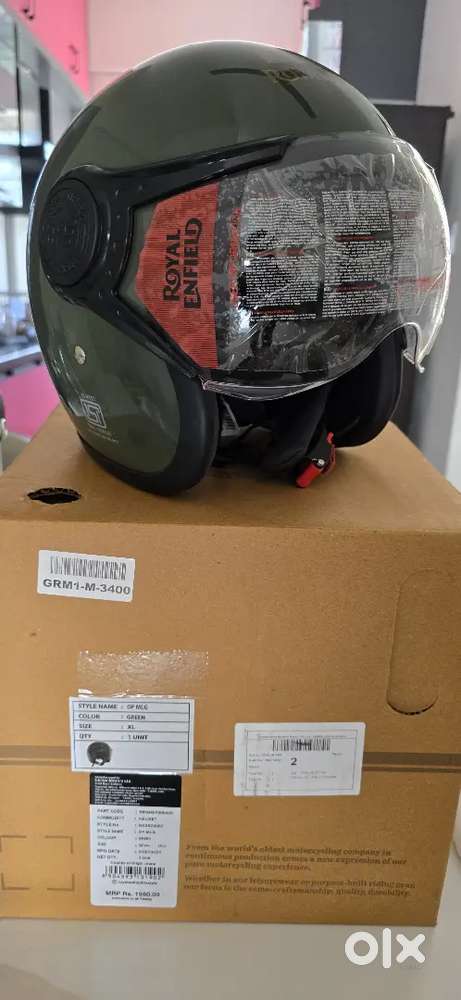 Royal Enfield green helmet
