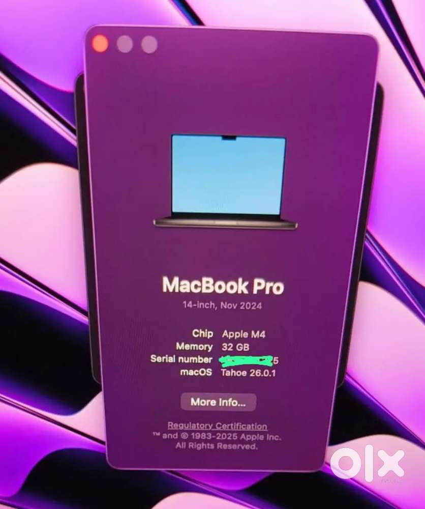 MacBook Pro M4 32GB RAM/2TB storage customised model under warranty