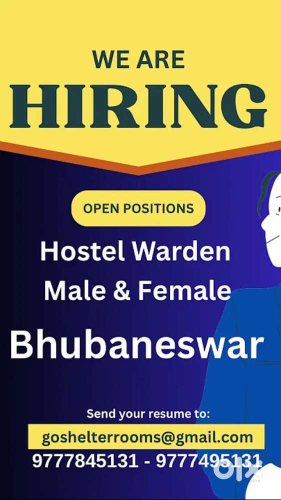 Hostel Warden Job available Direct joining in Bhubaneswar