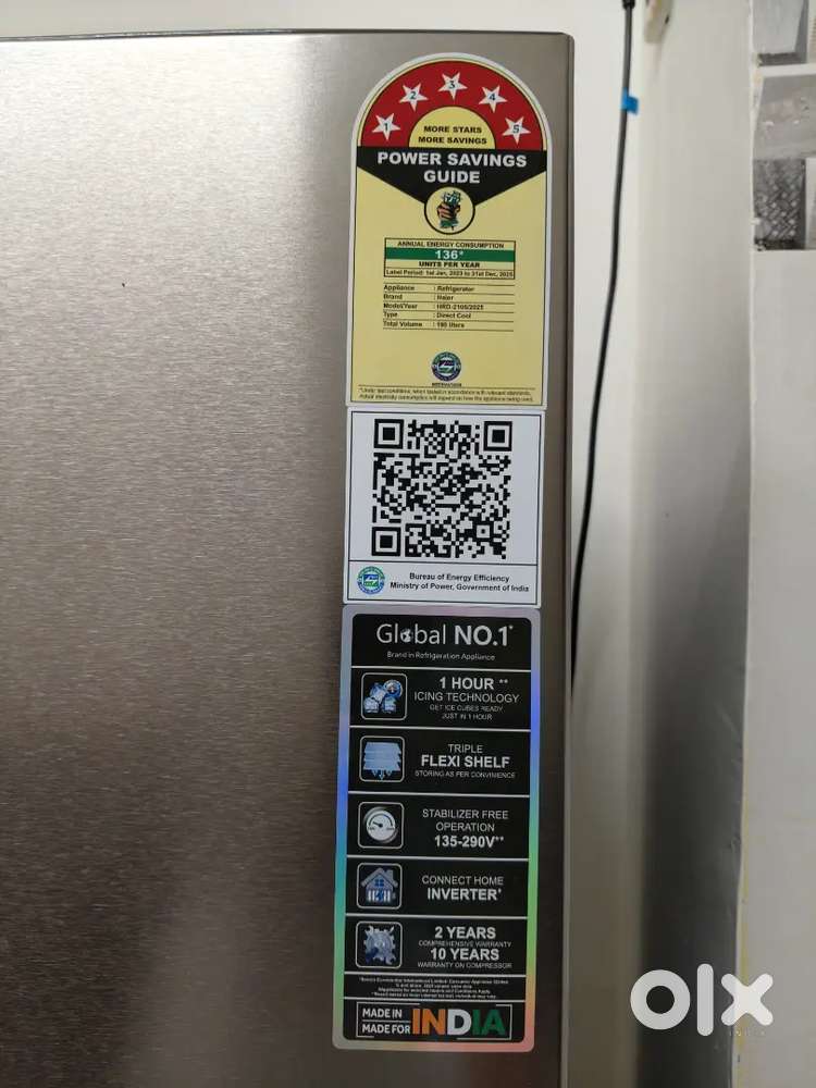 Haier Refrigerator 2025 Model 190Litre Single Door