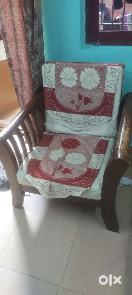 Wood sofa 5 seater with cushion.