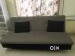 Adorn India Aspen three seater sofa cum bed (Medium Grey & Black - 3 y