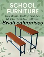 New iron frame mdf top student table bench set play school furniture