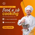 Seeking a cooking job experienced above 15 years
