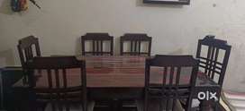 Six seater solid wood dining table set