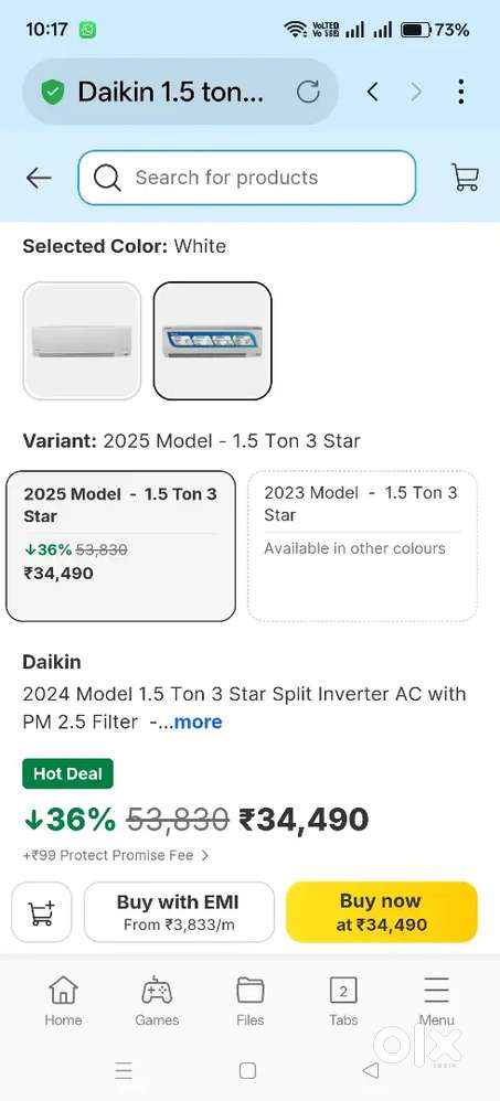 DAIKIN 1.5 TON 3 STAR AC NEW MODEL