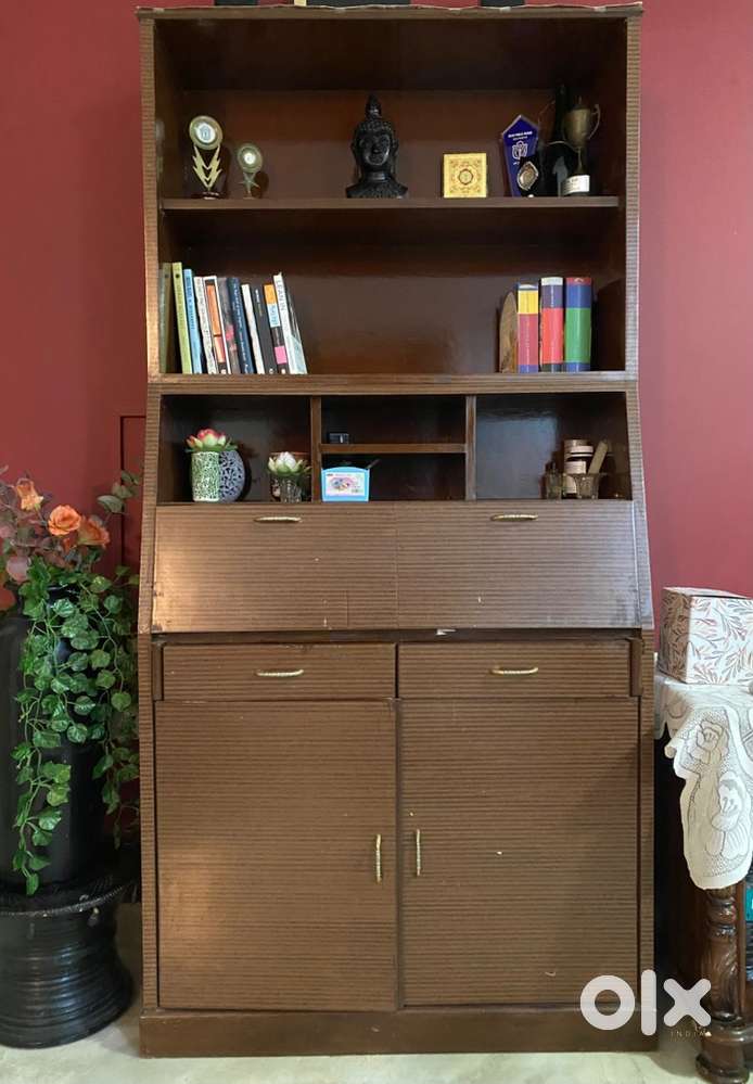 Study table with bookshelf and storage cabinet