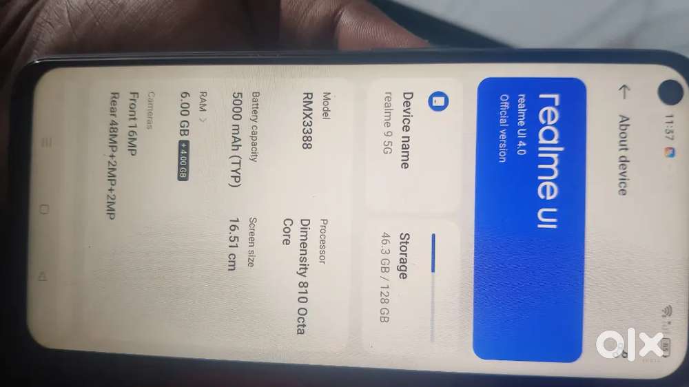 Realme 9 5g for sell amount 6200 rs only