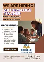 Maths teacher required for class 8,9&10