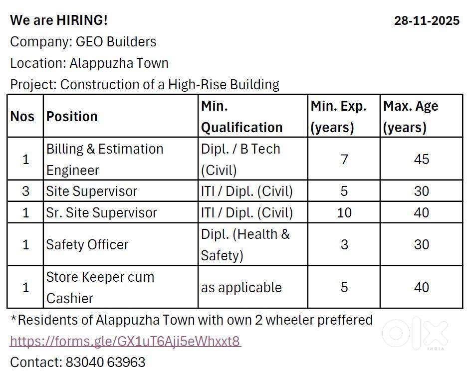 We're Hiring for the Construction of a High-Rise Building