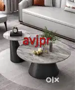 New Steel frame base two piece round marble top centre table