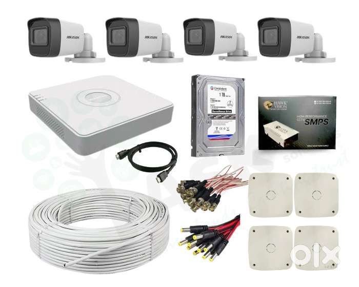Hikvision 2mp with Audio Full Hd night vision cctv camera setup Qty.4