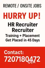 Hr recruiter/ recruiter training plus placement