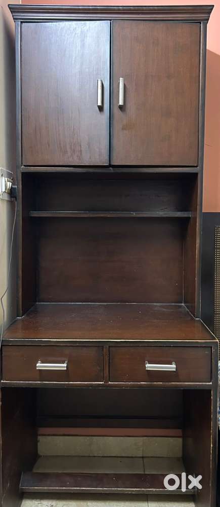 Sturdy Wooden Study Table with Book Rack and Drawers