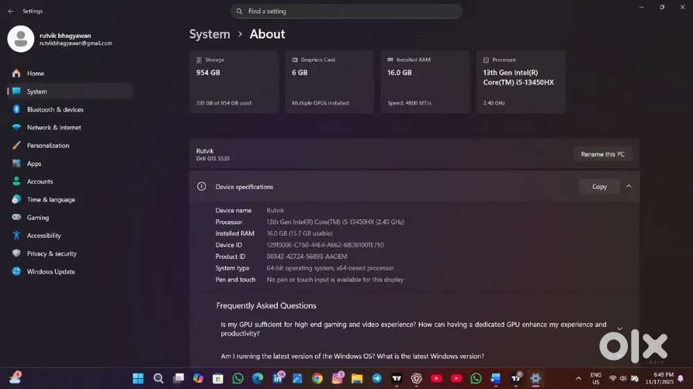 Dell g15 gaming laptop , urgent sell