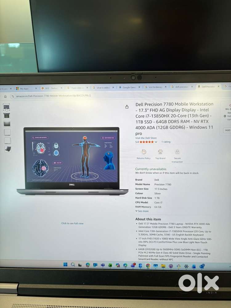 Dell Precision 7780 cpu i9/ 64gb Ram/2.5 TB Ssd/warranty till 2027