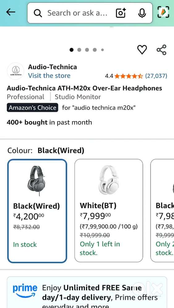 Audio technica ATH-M20x headphone