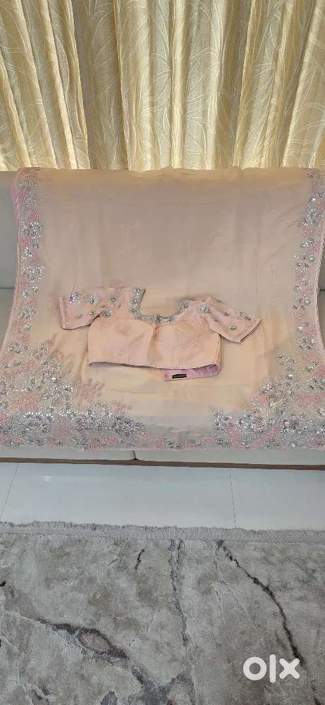 Beautiful Sari and blouse set with handwork - reception and weddings