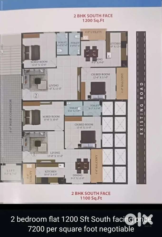 Super deluxe edition 3 & 2 bedroom flats at Hanumanthavaka main road