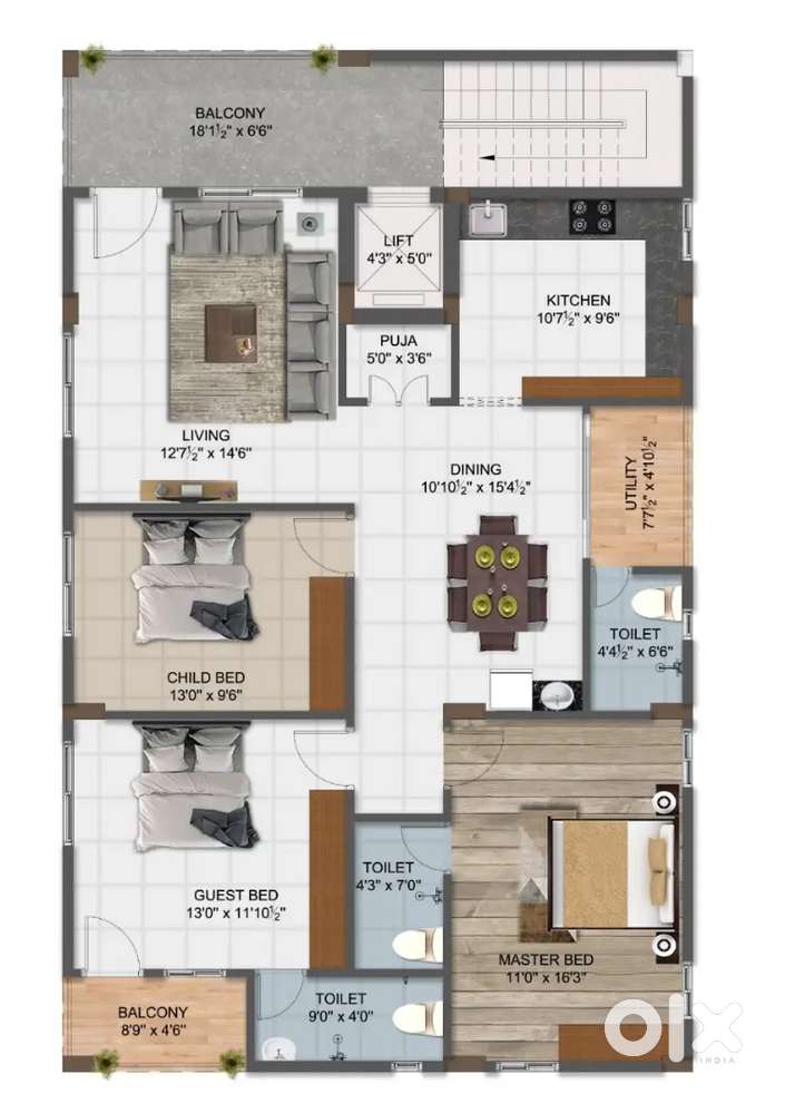 3 BHK Flats available at P.M Palem