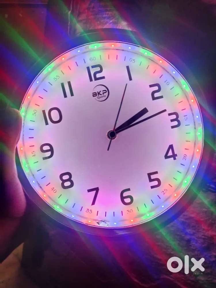 LED Wall Clock with Remote & Adapter  Color Changing Lights