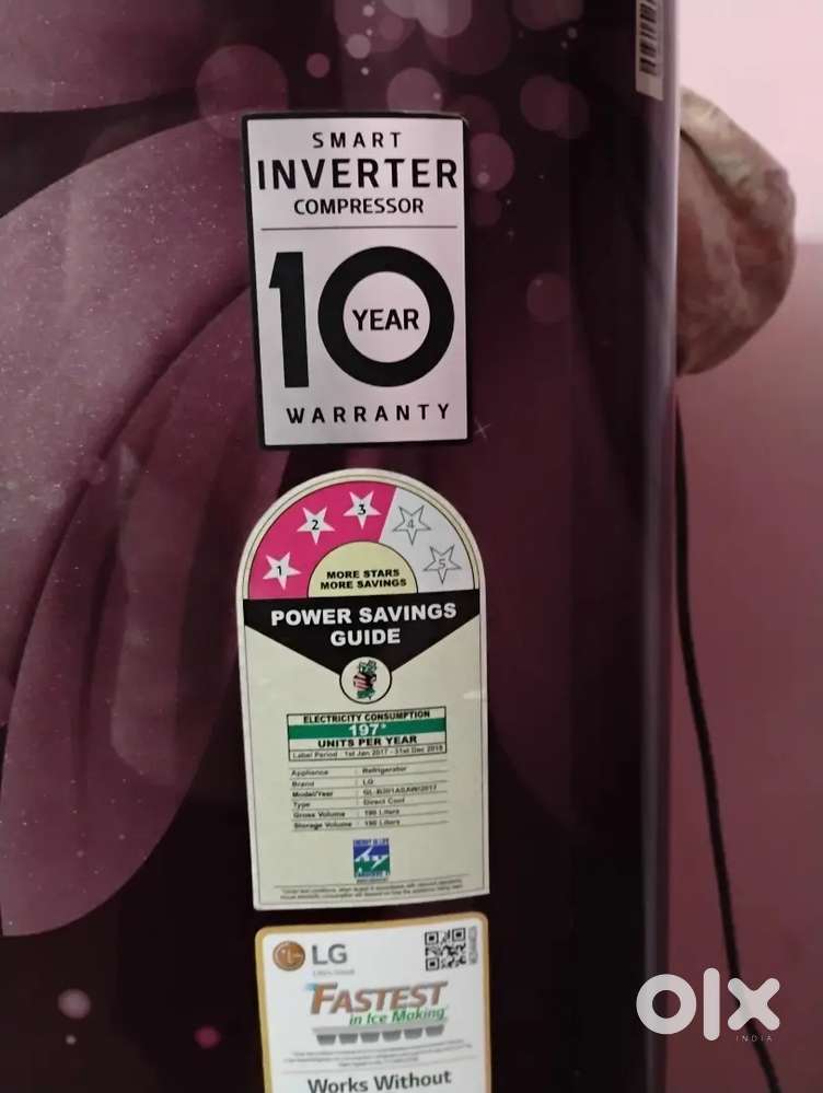 180lt LG refrigerator smart inverter