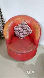 Red round sofa