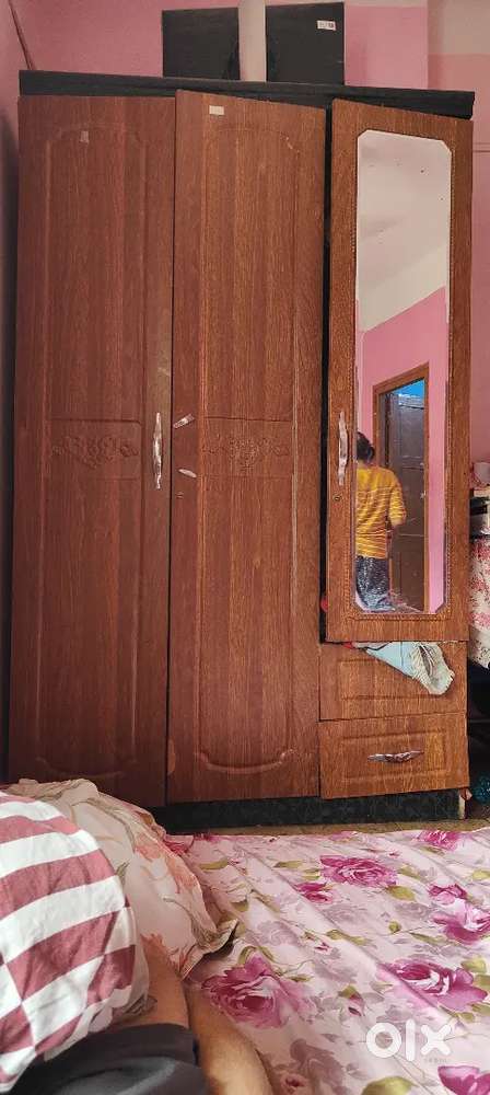 3 door wooden wardrobe & 2 door steel almirah