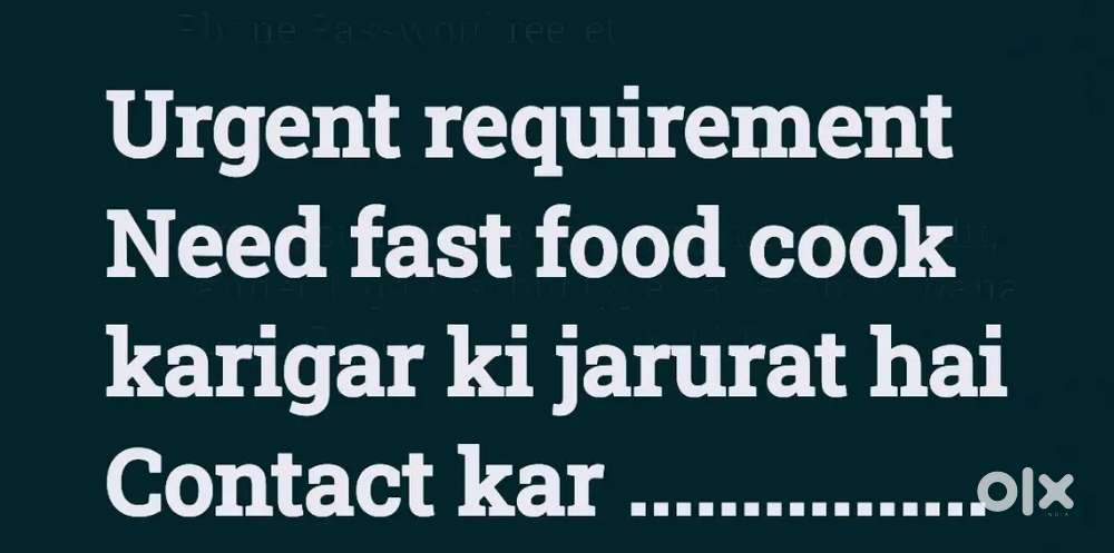 Cook need fast food