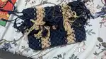 Blue macrame sling bag