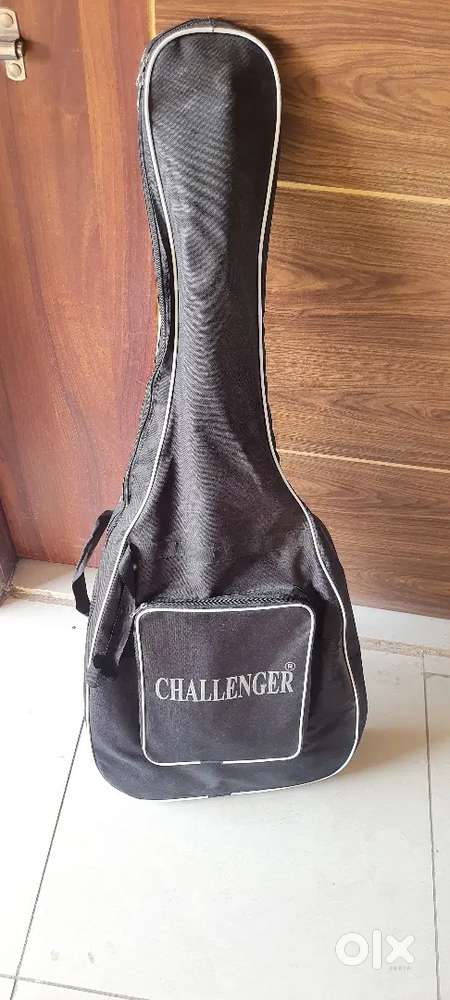 Challenger acoustic guitar with capo, bag & picks, in good condition.