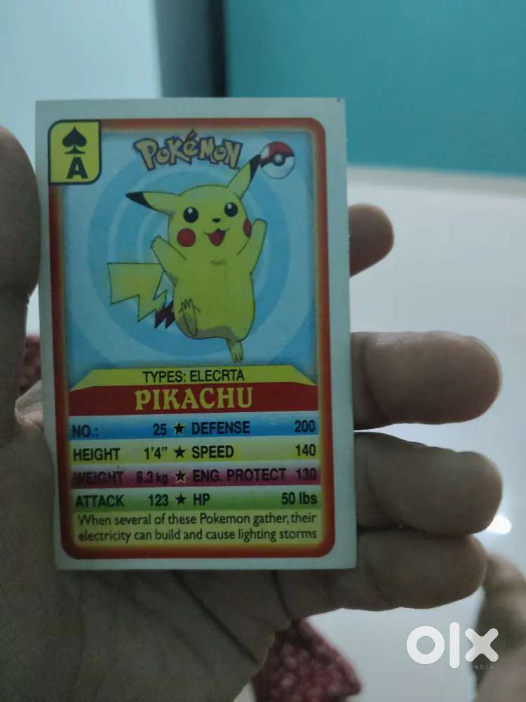 A card of pikachu with blue color